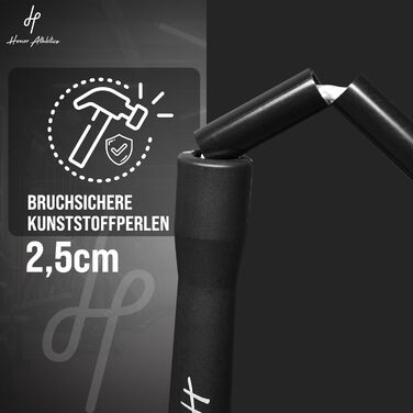 Стрибкове канат Honor Athletics 2.0 з перлами – регульований, з міцними ручками та ударостійкими перлами для ефективних тренувань. Чорний колір