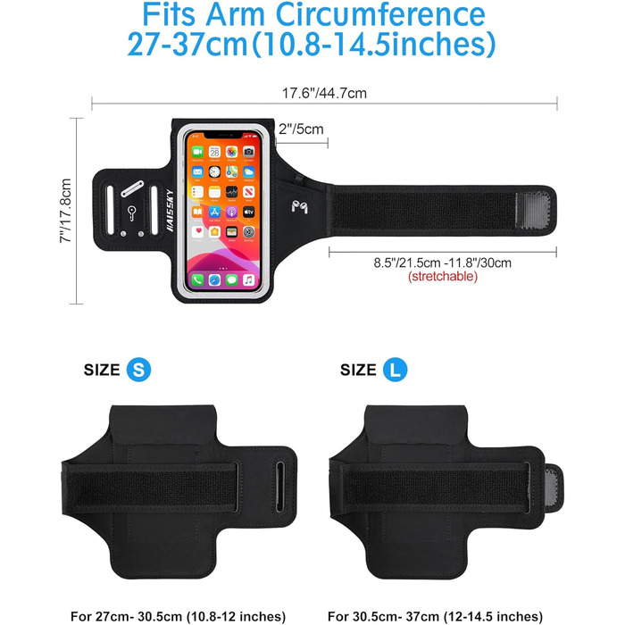 Спортивний браслет для телефону на руку: підходить для iPhone 16/15/14/13/12 Pro Max, Galaxy S25 S24. З кишенькою для навушників, для бігу та фітнесу.