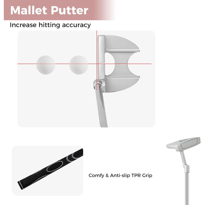 LIFEZEAL Комплект жіночого гольф-сета: ключки, сумка, драйвер, фейрвей, гібрид, айрон (6-9, P), паттер