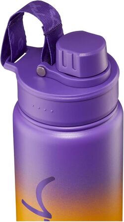 Пляшка для води satch з нержавіючої сталі 0,5 л, BPA-free, герметична, підходить для газованих, гарячих та холодних напоїв, Purple Graffiti - Orange