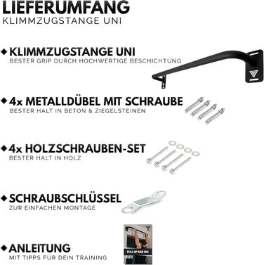 Климмер GORNATION для дверного прорізу: турнік, бруси для підтягувань, віджимань та інших вправ. Ідеально для калістеніки та загального фітнесу (чорний).