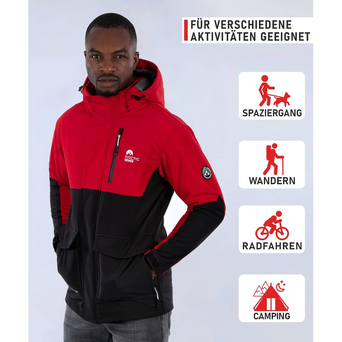 Чоловіча куртка Softshell Outdoor водовідливна функціональна вітрівка AS303, XL, червоно-чорна