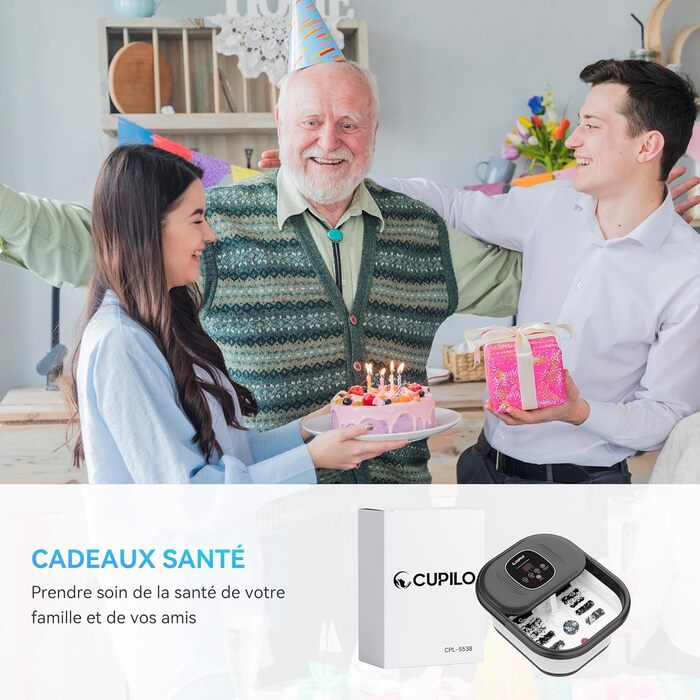 Електричне фут-масажер з підігрівом та функцією бульбашок, з червоним світлом, пемзою та роликами Shiatsu, для педикюру та розслаблення, подарунковий набір