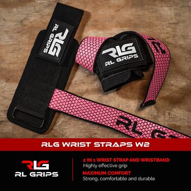 Лямки для тяги RL Grips для важкої атлетики та пауерліфтингу з захистом зап'ясть, допоміжні ручки для станової тяги та бодібілдингу (Рожеві)