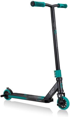 Трюковий самокат Globber GS 540, 100 мм, ABEC 7, підсилене кермо, 360° обертання, чорний-бірюзовий, універсальний розмір