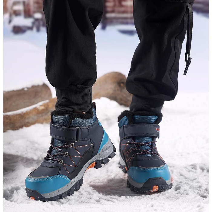 Зимові черевики для дітей TARELO - непромокаючі зимові черевики Mid, черевики для снігу, для хлопчиків/дівчаток, утеплені туристичні черевики, 32-39 (Сапфіровий, 36 EU)