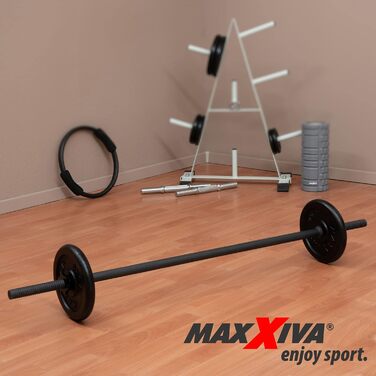 MAXXIVA Штанга 140 см для силових тренувань, фітнесу та бодібілдингу, чорна, зі зірковим замком