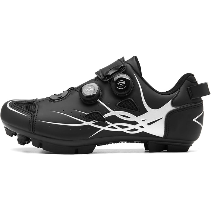 Чоловічі велотуфлі для катання на гірському велосипеді, MTB, для їзди, сумісні з SPD, дихаючі (42 EU, Black A)