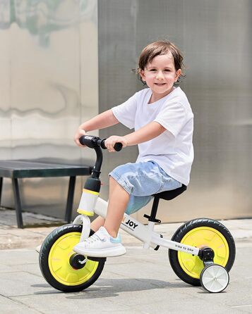 Дитяче велосипед UBRAVOO Fit 'n Joy 4-в-1: біговел, триколіс, велосипед з додатковими колесами для дітей 2-5 років (синій, жовтий)