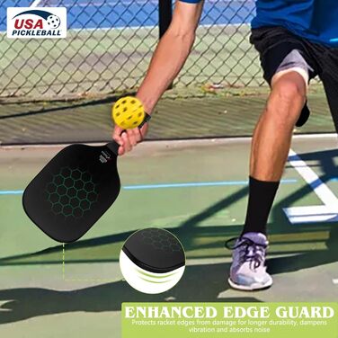 Рікетки для піклболу Nalax з скловолокна, сертифіковані USAPA, з графітовим покриттям, полімерним ядром, 4 м'ячами та сумкою (2 шт.)