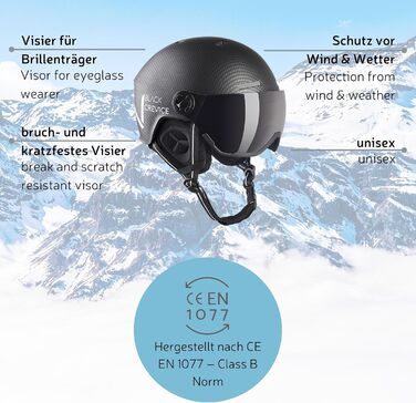 Гірськолижний шолом Black Crevice Kaprun з візором, у стилі пілота, для чоловіків і жінок, унісекс, дихаючий, регульований розмір