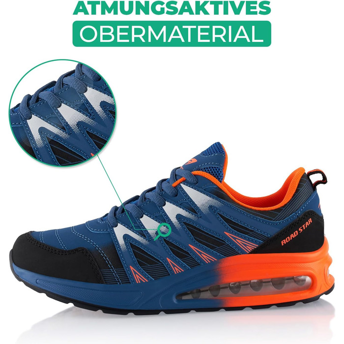 Спортивні кросівки для жінок та чоловіків, амортизація, легкі бігові кросівки (41 EU, синій, чорний, білий)