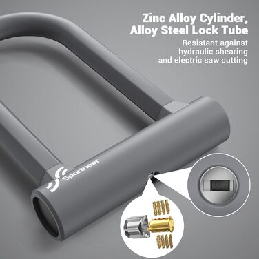 Надійне велозамкне Sportneer: 17 мм, з 1,5 м кабелем для гірського, шосе, електровелосипеда та складаного велосипеда