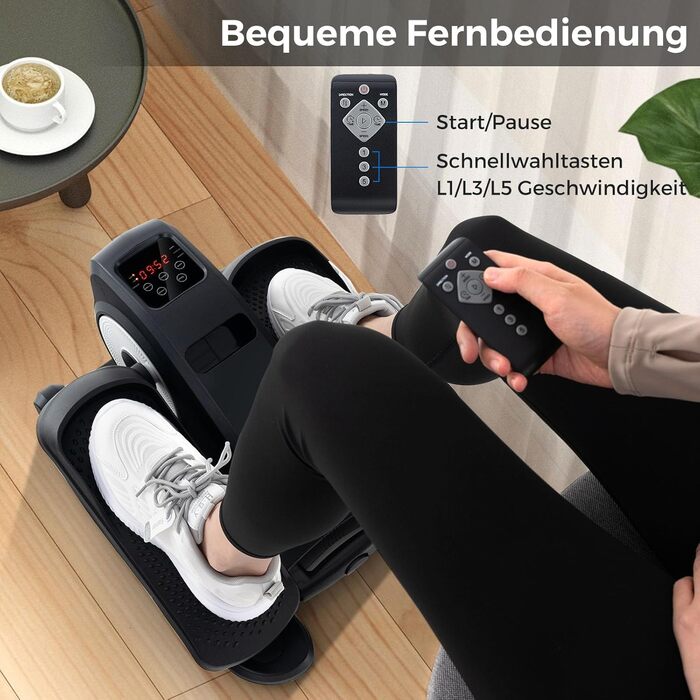 Еліптичний тренажер COSTWAY Mini під стіл, електричний з LED-дисплеєм та пультом дистанційного керування, для дому, портативний, чорний