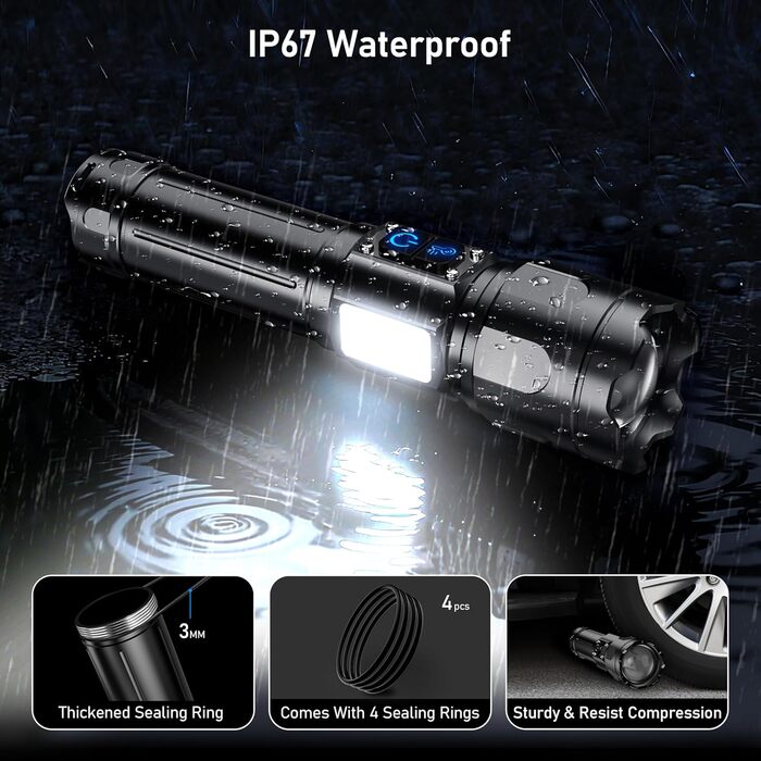 Ліхтар LED Blukar з 2 колірними температурами, COB бічне світло, регульована яскравість, 7 режимів, вологостійкий, для активного відпочинку