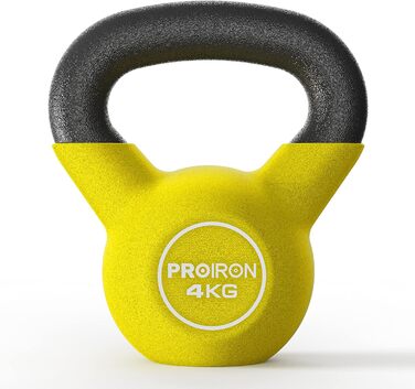 Гиря PROIRON з неопреновим покриттям, 4-16 кг – професійна гиря для фітнесу, силових тренувань, захист підлоги, нековзка ручка