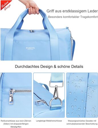 Спортивна сумка 16 дюймів для жінок та дітей з відділенням для взуття та водонепроникним розділенням, фіолетовий колір, 16 розмірів (19 розмірів-блакитний)