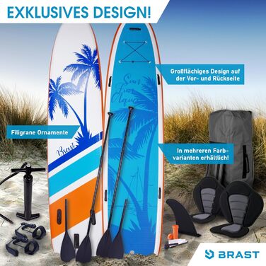 Надувна SUP-дошка BRÄST Family 370x87x15 см, до 210 кг, комплект для сім'ї з 2 веслами, 2 каяк-сидіннями, насосом та рюкзаком