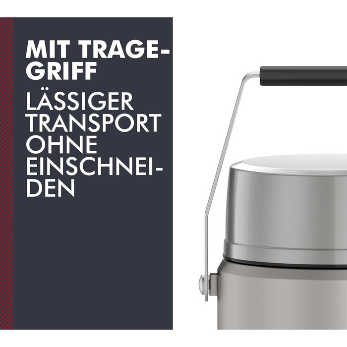 Термос STAINLESS KING з нержавіючої сталі, 0,47 л, чорний матовий, з ложкою, BPA-free