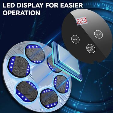 Музична боксерська машина Silencomfort з LED-підсвічуванням, кріплення для боксерських рукавичок, 9 режимів швидкості та режим підрахунку ударів, Bluetooth для занять та зняття стресу