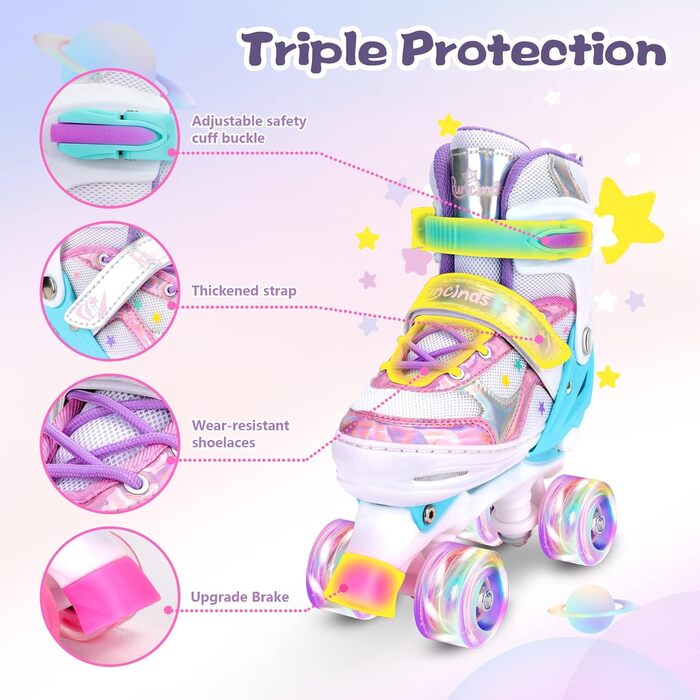 Дитячі ролики A-Rosa L (31-35 EU) з регульованим розміром для дівчаток та хлопчиків