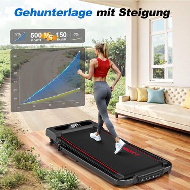 Vannect Walking Pad: Бігова доріжка для дому, 1-12 км/год, регулювання нахилу 9%, тихе, з LCD-дисплеєм, дистанційне керування + додаток, до 150 кг