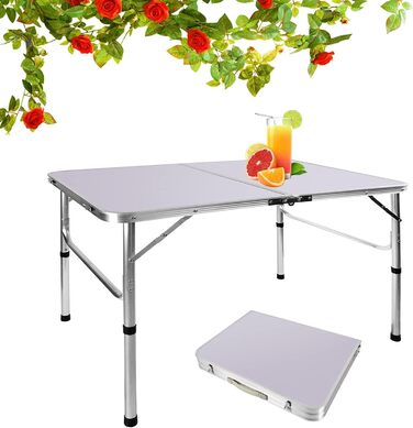 Складаний стіл 60 см, портативний, для кемпінгу та пікніків, садовий, вуличний, з алюмінієвим каркасом та регульованою висотою, 60 x 45 x 25,9 см (Д x Ш x В)