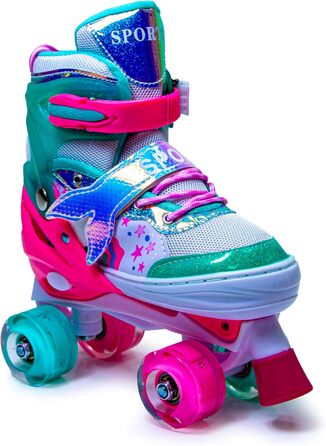 Дитячі ролики-хвіст русалки Scale Sports для дівчаток, регульовані, з підсвічуванням, розмір L (2.5-5 UK), м'ятно-рожеві