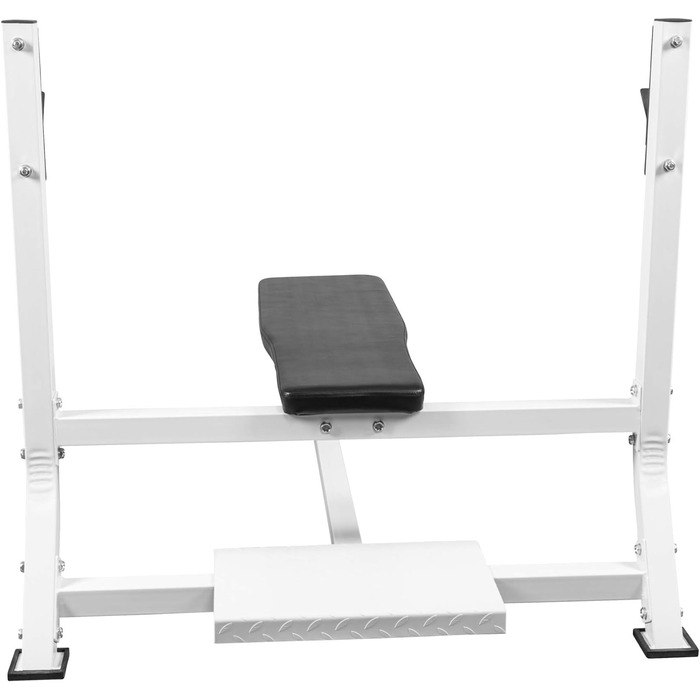 Лавка для жиму GORILLA SPORTS з тримачем для гантелей, 143x110x103 см, до 250 кг, біла — тренувальна фітнес-лавка для дому та спортзалу