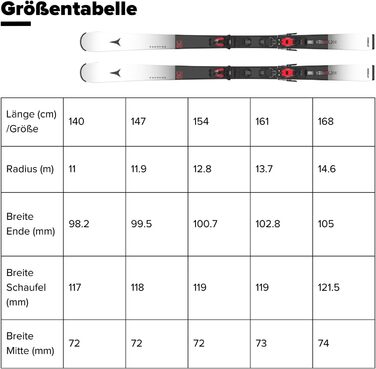 Лижі ATOMIC REDSTER SC для катання на лижах (білі/чорні, 168 см) – для жінок та чоловіків