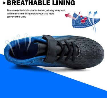 Дитячі футбольні бутси JABASIC Firm Ground для хлопчиків та дівчаток (26 EU, чорний, синій)