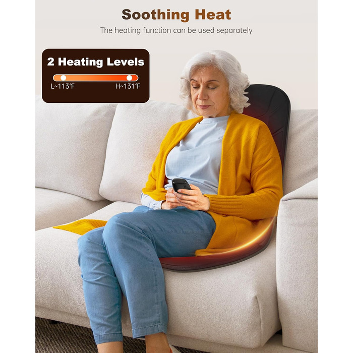 Масажний накид Snailax з 10 вібраційними моторами та підігрівом для спини та шиї. Зручний для дому, офісу та в подорожах. Чорний колір.