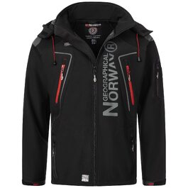 Чоловіча куртка Softshell Geographical Norway Outdoor — водовідштовхуюча функціональна куртка та шапка Beanie urbandreamz, чорна, розмір XXL