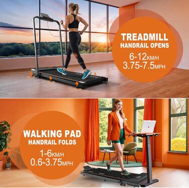 Бігова доріжка для дому Walking Pad, 2.25/2.5HP мотор, навантаження до 120 кг, швидкість 1-12 км/год, з нахилом, 7-шарове покриття, не потребує встановлення