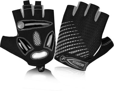 Велосипедні рукавички MOREOK - рукавички для велоспорту, півпальчикові, 5 мм SBR гель, антиковзаючі, амортизуючі, для гірського велосипеда, унісекс, чоловічі/жіночі, білі, розмір L