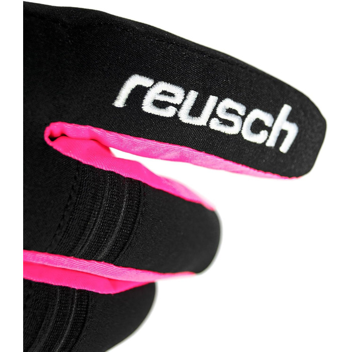 Дитячі гірськолижні рукавички Reusch Softshell, водонепроникні та вітрозахисні, чорно-сіро-рожеві, розмір 5