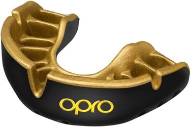 Захисна капа OPRO Gold для боксу, MMA, хокею, лакросу, контактних видів спорту, чорна/золота, для дітей до 10 років