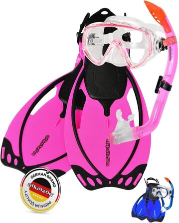 Набір для снорклінгу Aquazon Miami для дітей, рожевий (32/37), маска з антизапотіваючим склом, трубка, ласти
