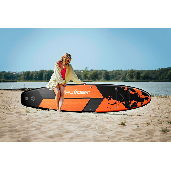 Надувна SUP-дошка THUNDER 320/365 см, зелена, з насосом, рюкзаком і регульованим веслом, протиковзкий PVC, заміна для каяка або понтона