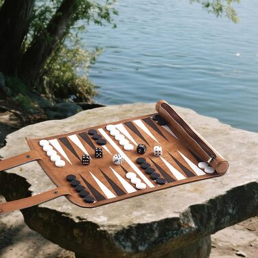 Набір для гри в шашки (бекґеммон) з масивного дерева - класична гра для сім'ї, подорожей та любителів стратегії, портативна та довговічна