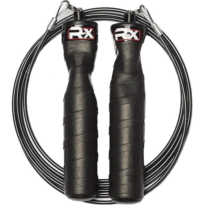Скакалка Rx Smart Gear Black Ops для кросфіту та фітнесу, з ергономічними ручками та кабелем Trans Black Buff 3.4, обтяжена для MMA, HIIT, кардіо