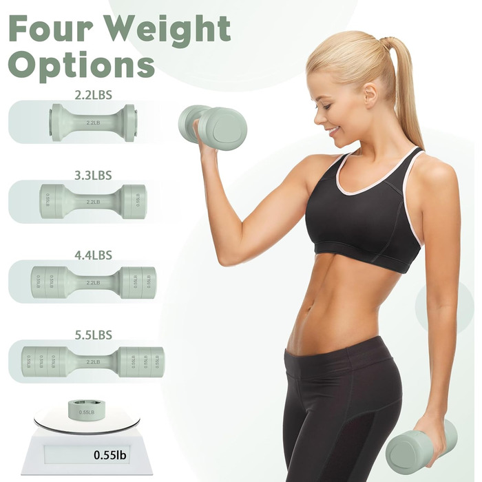 Набір гантелей BОBAZREN 4 в 1, 1.0-2.5 кг, для дому та фітнесу, зелений