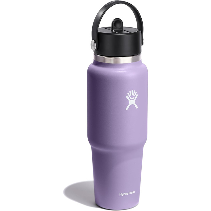 Термобутилка Hydro Flask 946 мл з широкою горловиною, гнучкою кришкою із соломинкою, вакуумною ізоляцією TempShield, із нержавіючої сталі, без BPA, Moonshadow