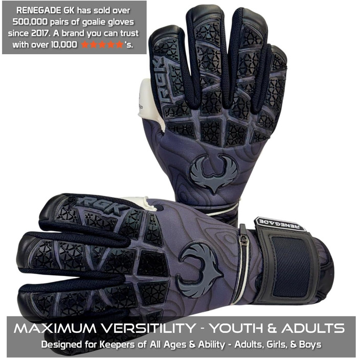Воротарські рукавички Renegade GK Limited Edition Rogue з захистом пальців (розміри 6-11, рівень 4+). Giga Grip 4+3мм | Для чоловіків, жінок, підлітків, дітей