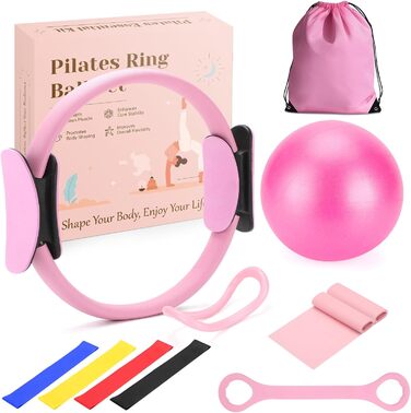 Набір для пілатесу Jazcimdo 10 в 1: м'яч, кільце та аксесуари для дому. Ідеально для жінок, йоги та фітнесу.