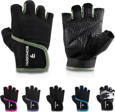 Фитнес рукавички BIOMORPH для жінок та чоловіків | Рукавички для тренувань, бодібілдингу, кросфіту (Army Green, 15.5-17.5 см, XS)