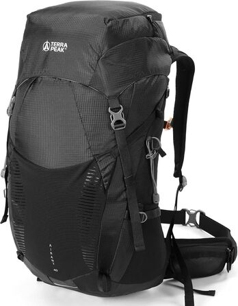 Рюкзак Terra Peak 40 л з вентильованою спинкою, тримачем для питної системи та дощовиком, туристичний рюкзак для походів і прогулянок, чорний