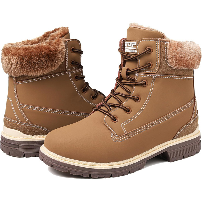 Зимові черевики жіночі утеплені, водонепроникні, зимові черевики, черевики від снігу, теплі зимові черевики, короткі черевики, туристичні черевики, підошва не слизька, колір верблюжий, 38 EU