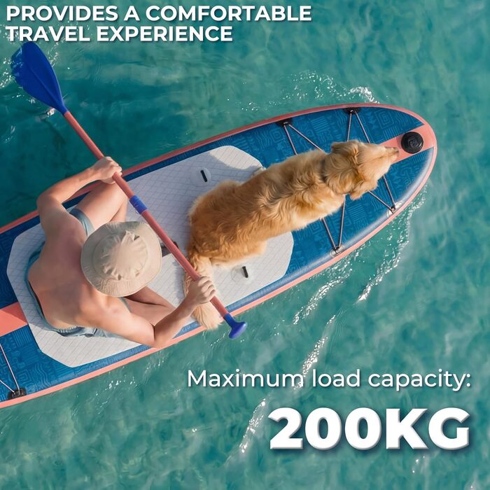 Надувний SUP борд JUMMICO: комплект з рюкзаком, стабільний та швидкий, унікальний дизайн (синьо-помаранчевий)