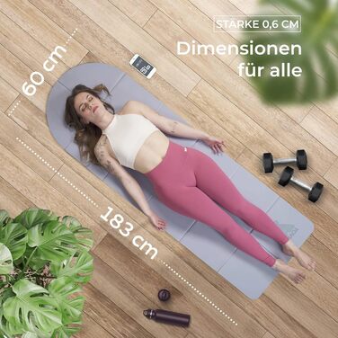 Килимок для йоги YoVibe® 183x60x0.6 см, блакитний - товстий, нековзкий TPE килимок з сумкою та рушником для фітнесу та пілатесу